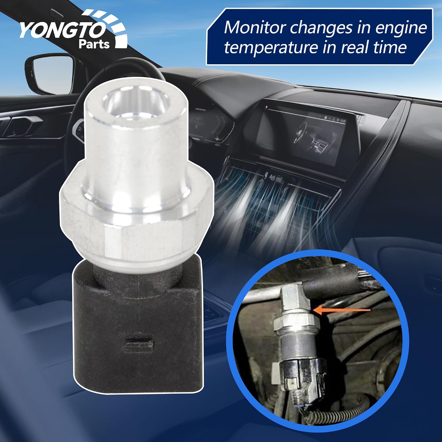 4H0959126B AC Pressure Sensor Switch Compatible with Audi A3 A4 A5 Q3 Q5, Volkswagen Golf Jetta, Porsche Replace OE 8K0959126B Air Conditioning Refrigerant Pressure Sensor