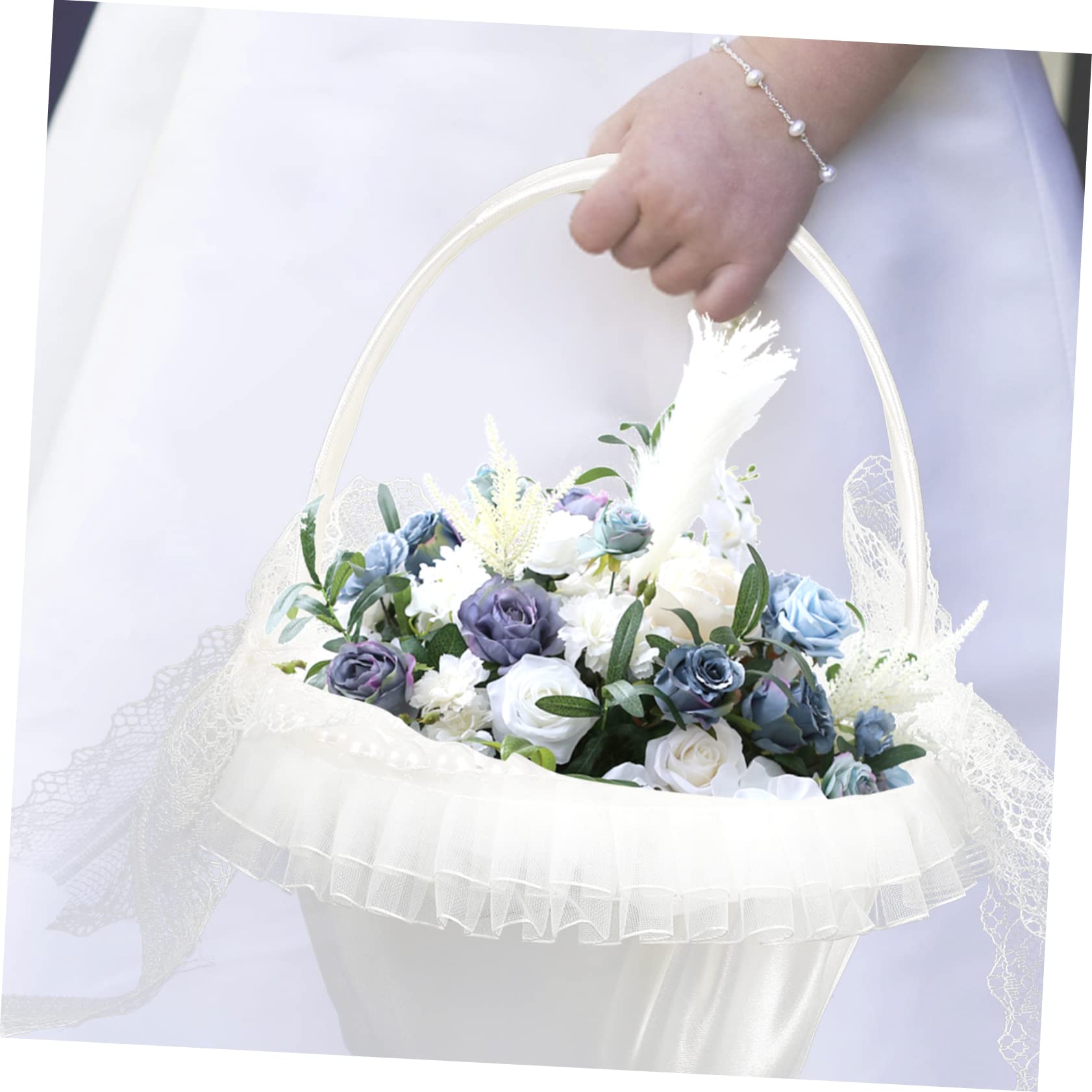 STOBAZA 5stücke Hochzeitsblumenkorb Mit Spitze Und Satin Für Blumenkinder Und Hochzeitszeremonien Eleganter Dekokorb Für Blumen Und Konfetti Für Feiern Und Anlässe
