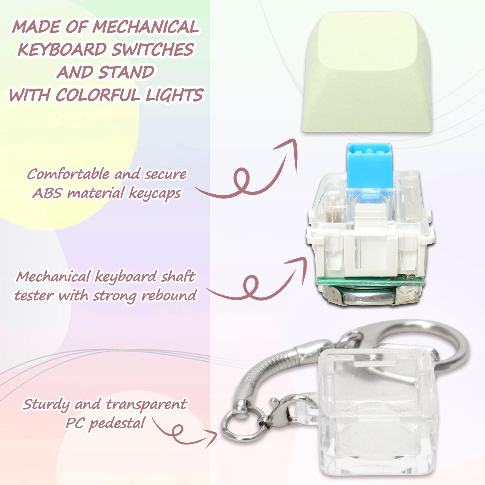 Fidget Clicker Led LED Light Keyboard Clicker Fidget Toy Stress Relief Keychain Mintcaps ...