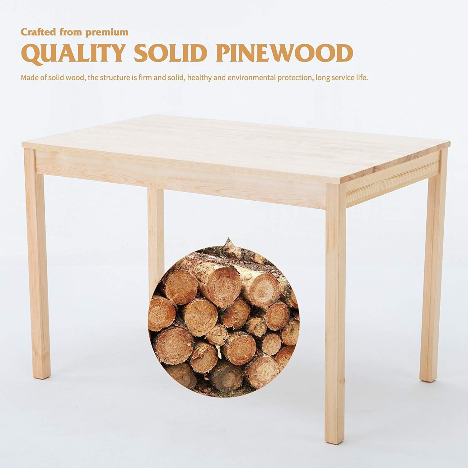 Mecor 5 Piece Kitchen Dining Table Set, 4 Wood Chairs Dinette Table Kitchen Room Furniture, Burlywood - Table & Chair Sets