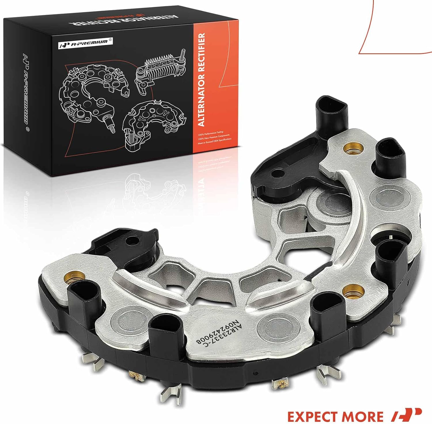 A-Premium Alternator Rectifier Compatible with Saab 9-3 2005-2011 2.0L, 9-3X 2010-2011 2.0L & Saturn Astra 2008-2009 1.8L, 12V Rectifier 6-50A Avalanche Diodes