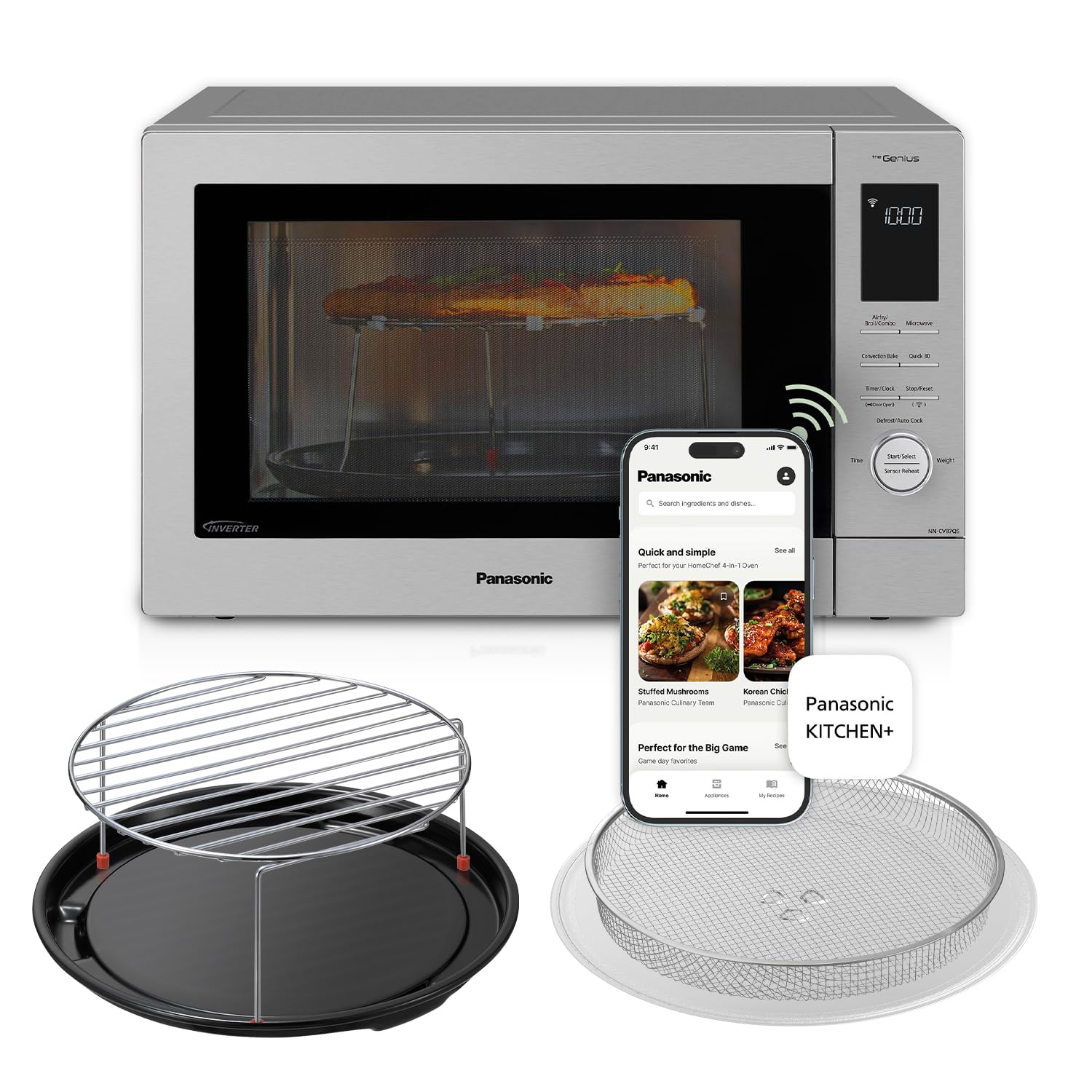 Photo 1 of Panasonic HomeChef 4-in-1 Countertop Microwave Air Fryer Combo, Time-Saving 20 Presets + App-Linked Recipes, 1000W 1.2 cu ft Inverter Multi Oven & Convection Tech – NN-CV87QS Stainless Steel