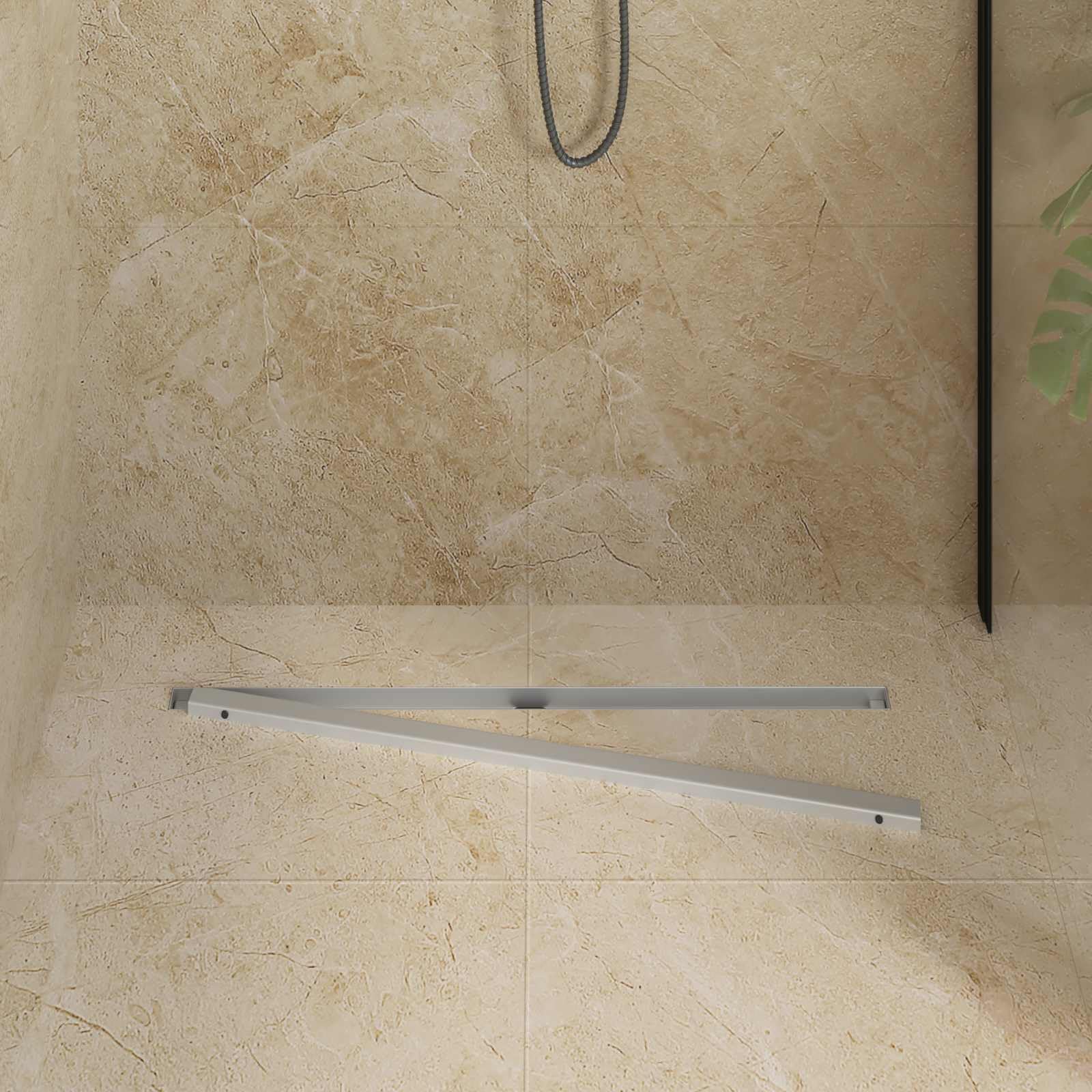 Desagüe de ducha de 80 cm de acero inoxidable 304 Slim Design para cuarto de baño con desagüe ajustable de 360° y patas ajustables en altura