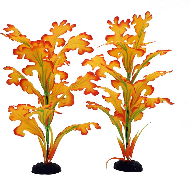 Plantas Artificiais de Seda para Aquário DVHEY, 30,48 cm, Base Ponderada, Amarelas, Pacote com 2