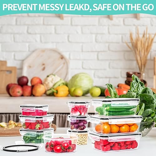 Miniatura 7 de Skroam Juego de 72 recipientes de almacenamiento de alimentos con tapas herméticas (36 recipientes y 36 tapas), recipientes de plástico a prueba de