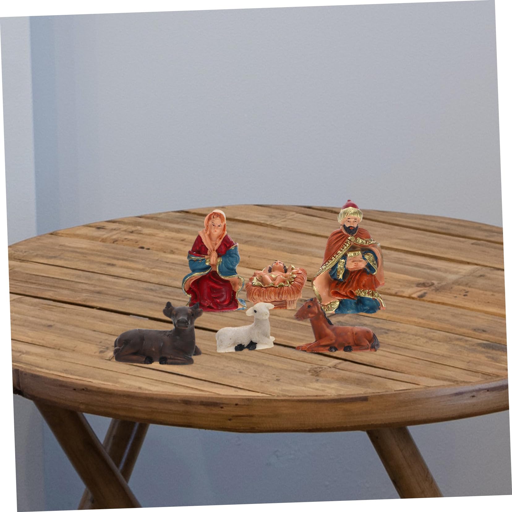 TOPBATHY 2 Juegos de Estatuas de Resina del Nacimiento de Jesús Pesebre para Navidad Juego de Figuras Decorativas de La Natividad