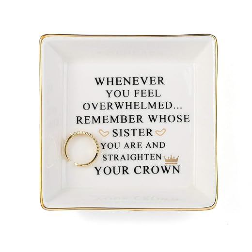 JoycuFF Inspirational Gift for Sister Sister Gifts for Birthday Christmas Mother's Day Sister Trinket Dish Decorative Ring Dish Jewelry Tray Home Decor