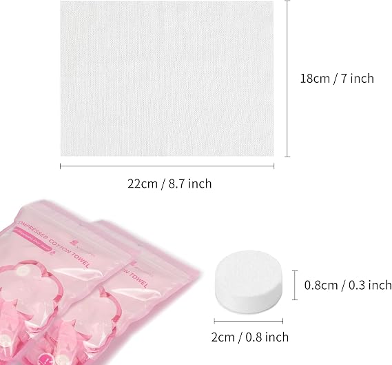Classycoo Compressed Towel, 200 PCS Disposable Face Wipes, portable Tablets Cotton Tissue for Travel, Camping, Hiking, Sport, Beauty Salon, Home Hand Cleaning and Outdoor Activities, 2Pink