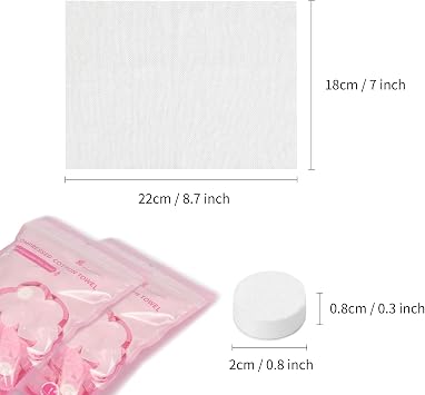 Classycoo Compressed Towel, 200 PCS Disposable Face Wipes, portable Tablets Cotton Tissue for Travel, Camping, Hiking, Sport, Beauty Salon, Home Hand Cleaning and Outdoor Activities, 2Pink