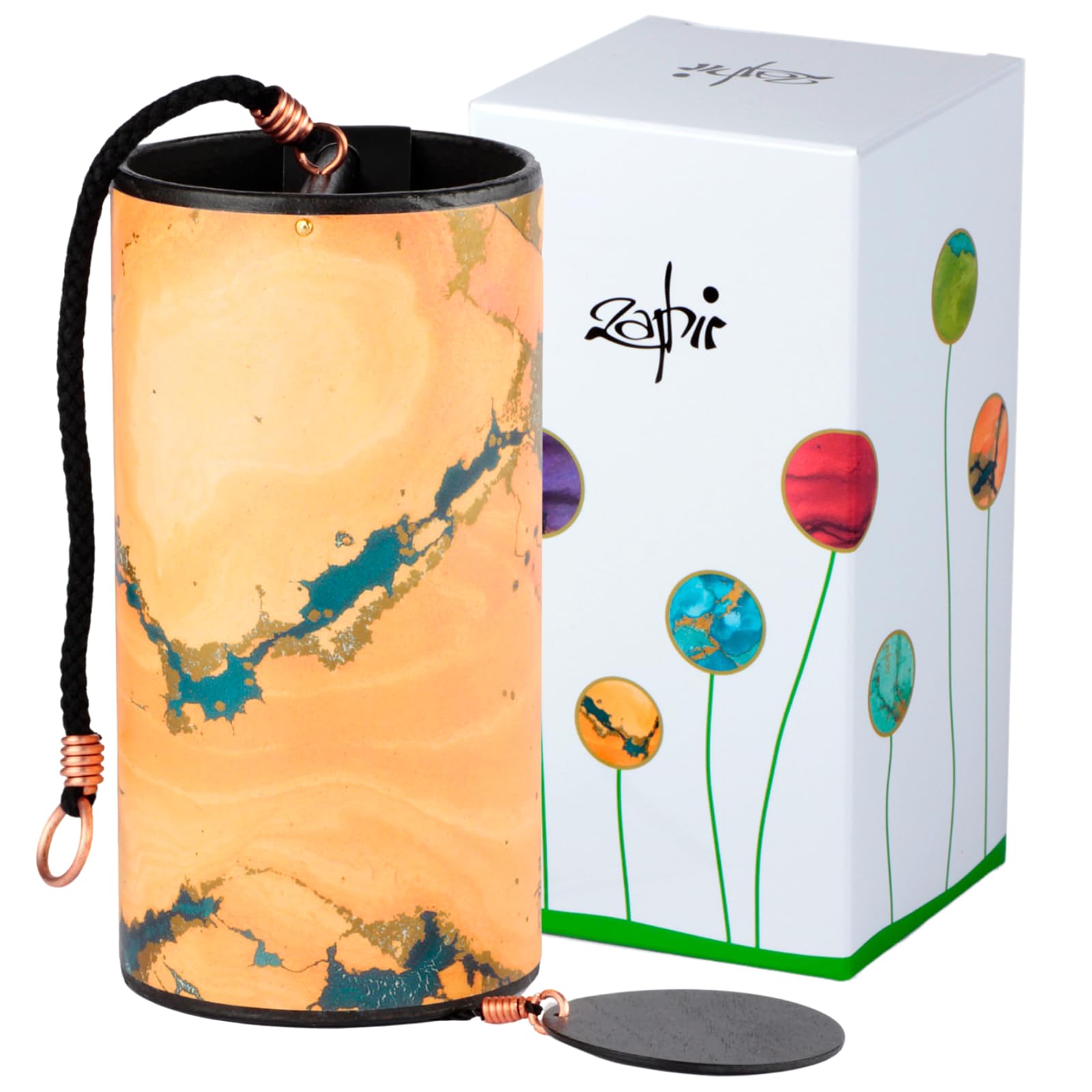 Zaphir Klangspiel Twilight Herbst mit Geschenkverpackung | Windspiel Geschenk - Chimes für Yoga, Kinder und Meditation in Gelb