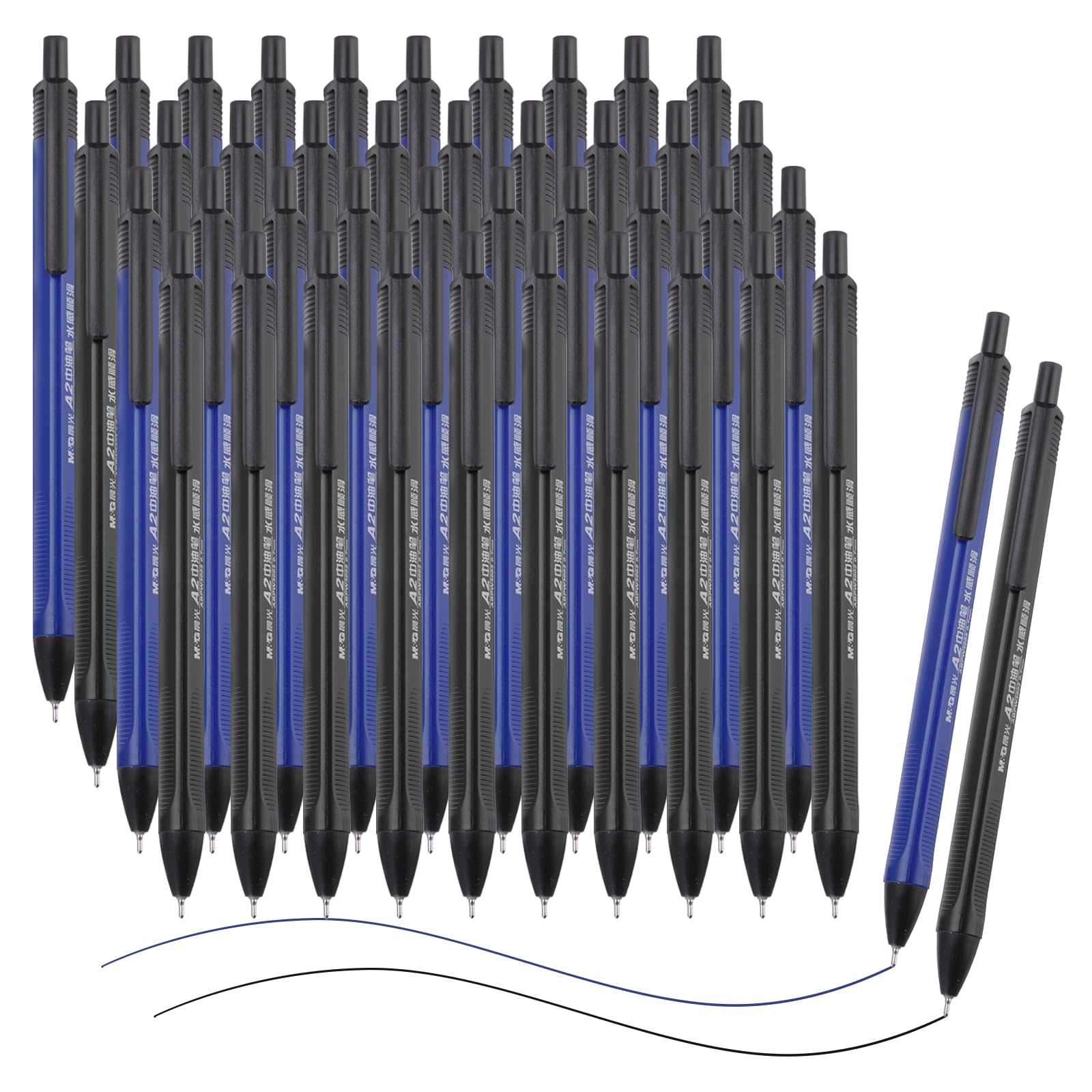 PATIKIL Ballpoint Pen, 40Pcs 0.7mm Black/Blue Ink Retractable Fine Point Click Ball Point Pen Writing Supplies for Journal Home Office, Black/Blue