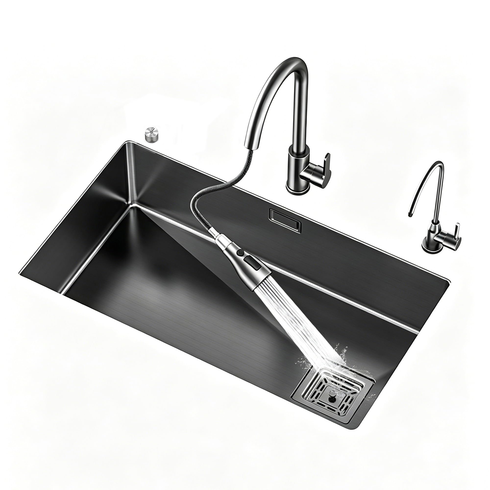 SC Sink,Multi-Functional Kitchen Sink with A Drain Control Button, Suitable for Restaurants Bars Cafes(50cm)