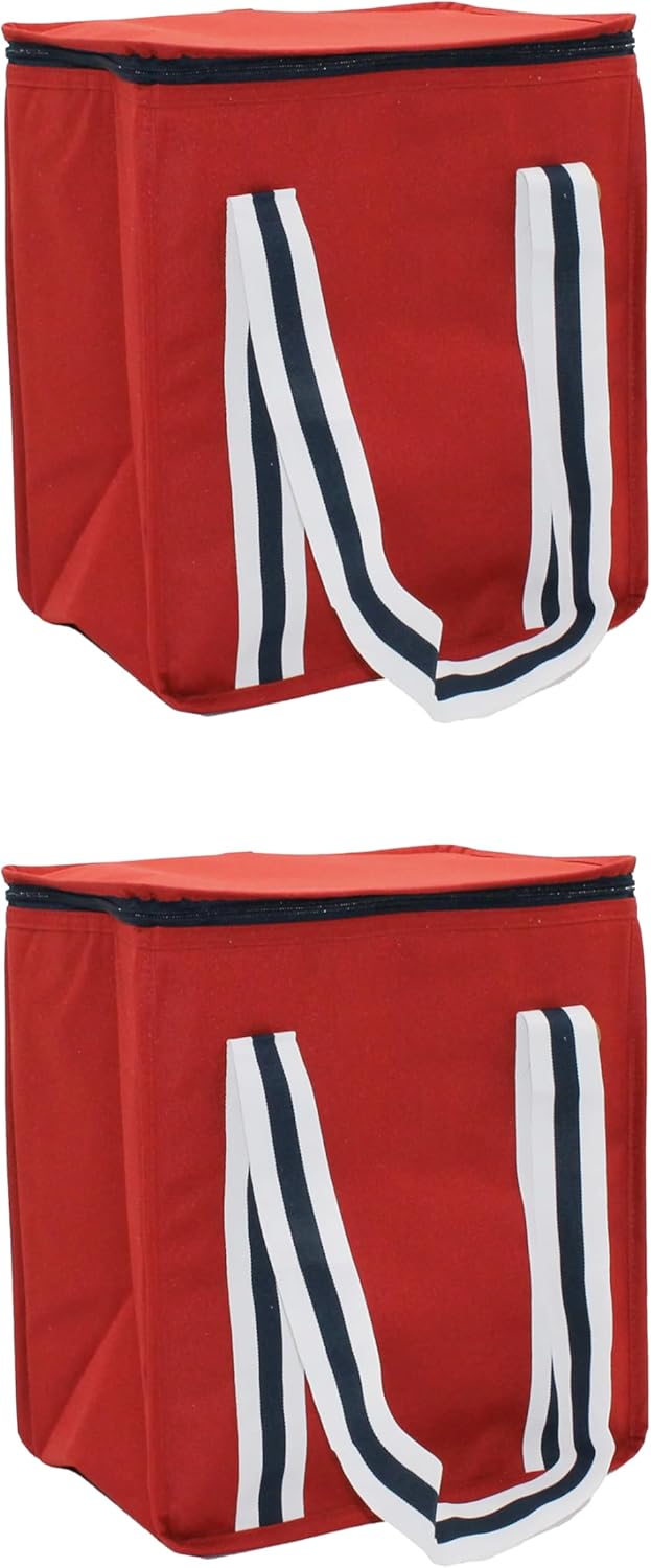Earthwise Reusable Insulated Bags Heavy Duty Nylon Thermal Cooler Tote Waterproof with ZipperClosure Keeps Food Hot or Cold, 5.8 Gallon (2 Pack)