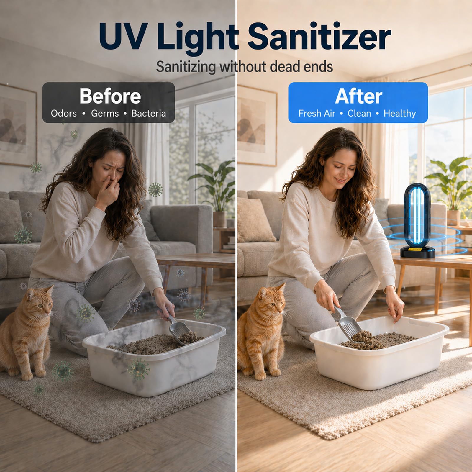 Feefir Desinfectante de luz UV, temporizador de 4 velocidades y control remoto, dispositivo de desinfección UVC para el hogar, desinfectante portátil de luz ultravioleta para ácaros del polvo, lámpara