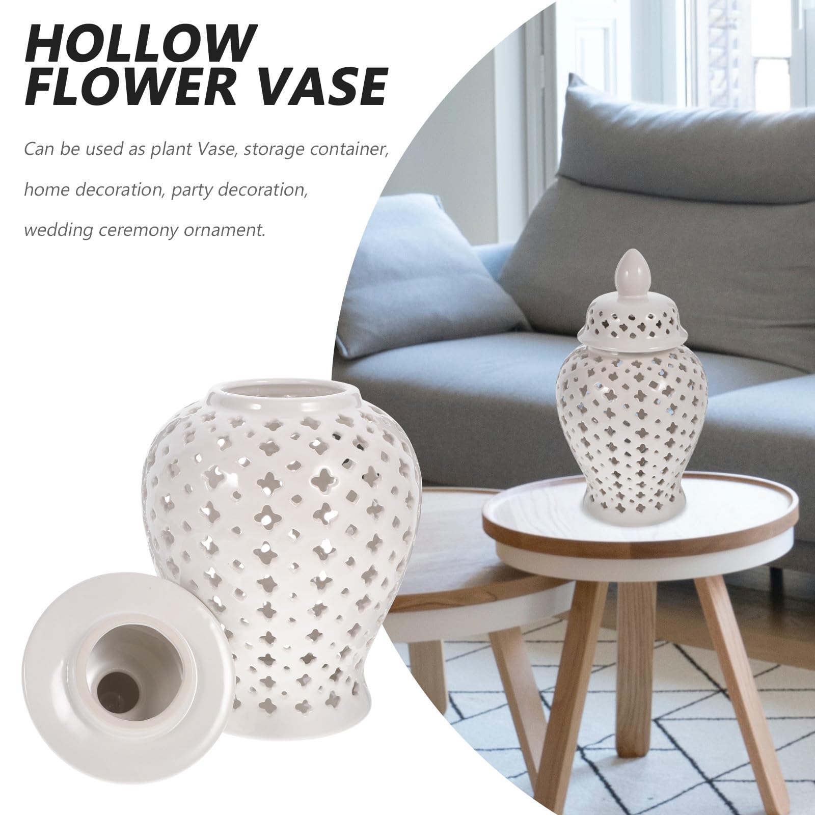 Hohle Keramik Blumenvase als Tischdeko Robuster Blumenhalter für Hochzeitsfeier und Inneneinrichtung Geeignet für Terrasse Balkon und Wohnzimmer