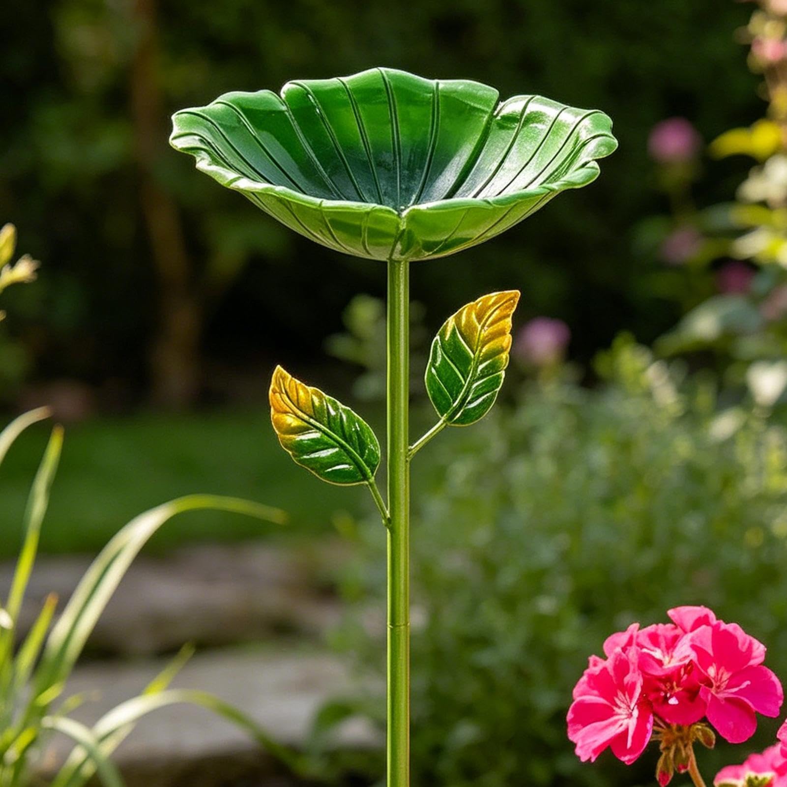 Baño Para Pájaros De Metal Estacas Metálicas Resistentes a la Intemperie e | Plato Decorativo Para Baño Y De Aves Para Patio Terraza Porche Jardín Balcón