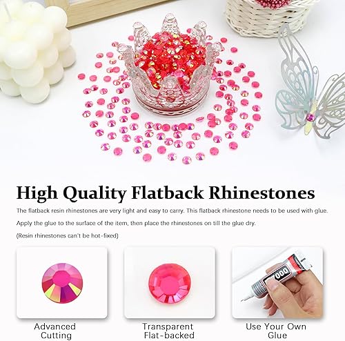 Miniatura 2 de Briskbloom 1000 diamantes de imitación de resina de 0.236 pulgadas, diamantes de imitación transparentes de gelatina AB con parte trasera plana para