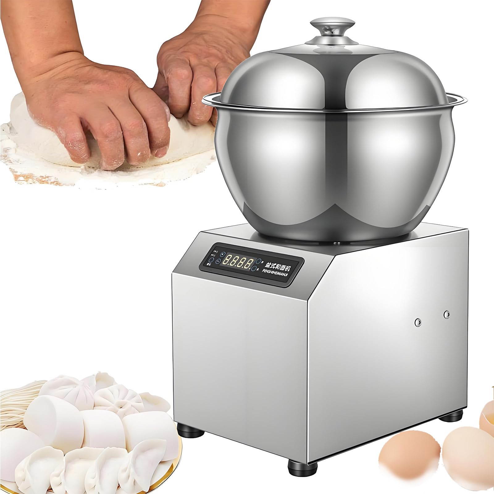 2200w Rotierende Teigknetmaschine,Mit Sicherheitsschild & Timer,Kommerzieller Teigmixer Mit Temperaturregelung & Timer,Edelstahl Spiralkneter Für Restaurant Und Pizzeria 5kg