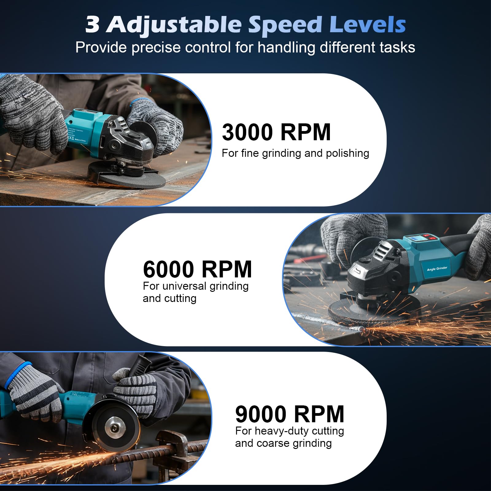 Smerigliatrice angolare senza fili, 800 W, 21 V, senza spazzole, con 2 batterie da 4,0 Ah, diametro del disco 125 mm, 9000 giri/min, per dischi da taglio, dischi lamellari per taglio e levigatura