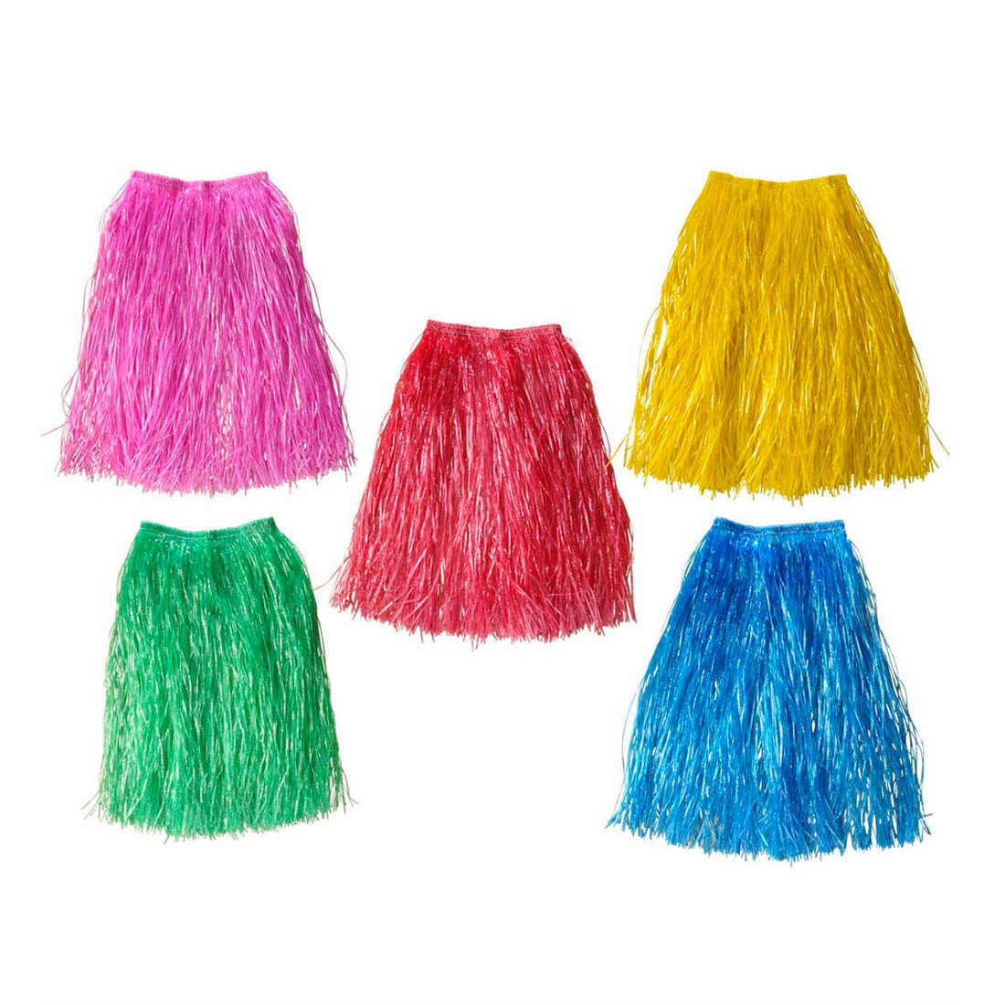 Hawaii Kostüm Set Blau - Bastrock Mit Blumenkette | Südsee Party Outfit