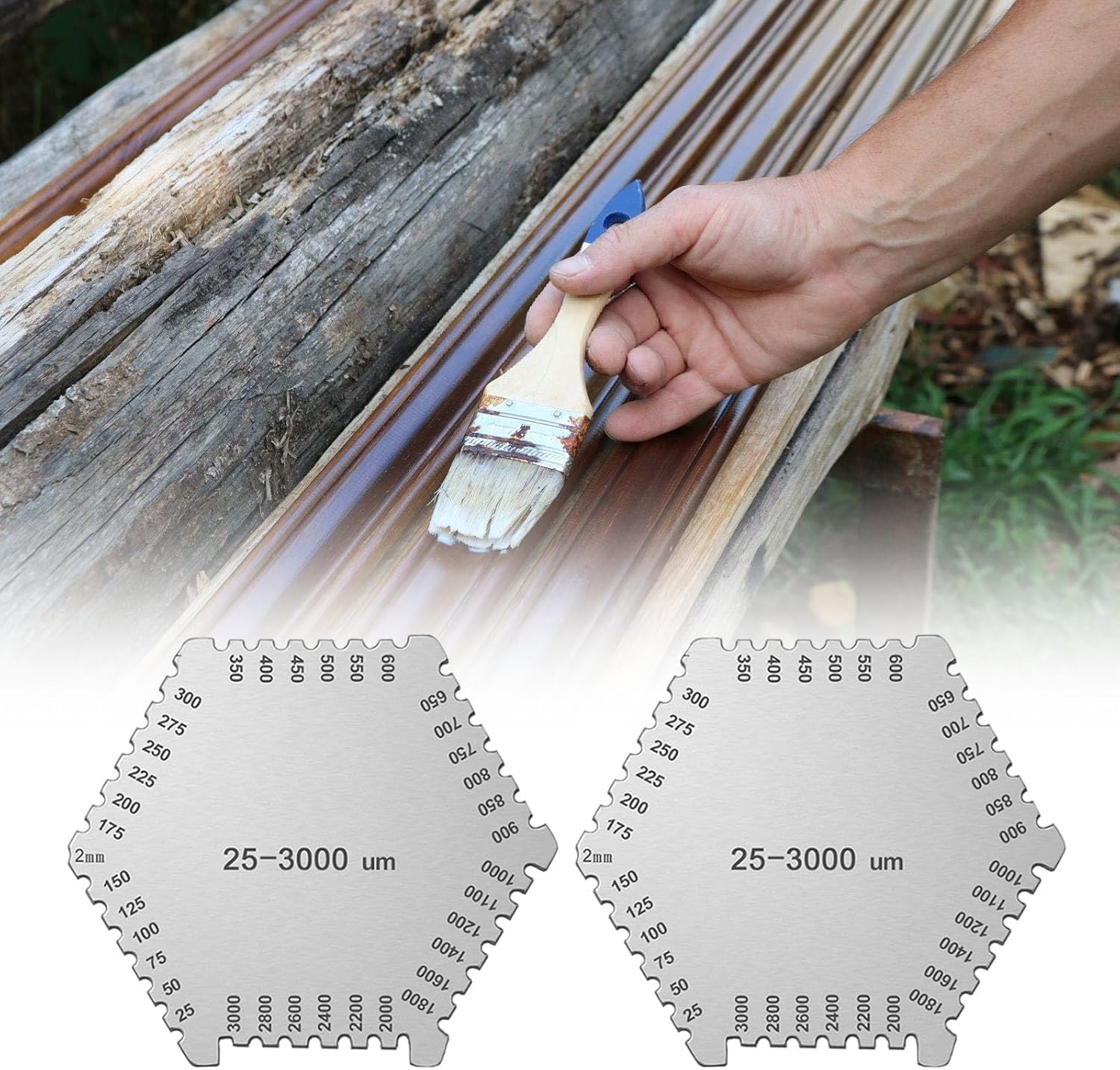Misuratore Spessore a Pellicola Bagnata, Pettine 25-3000um, Acciaio Inossidabile, Alta Precisione