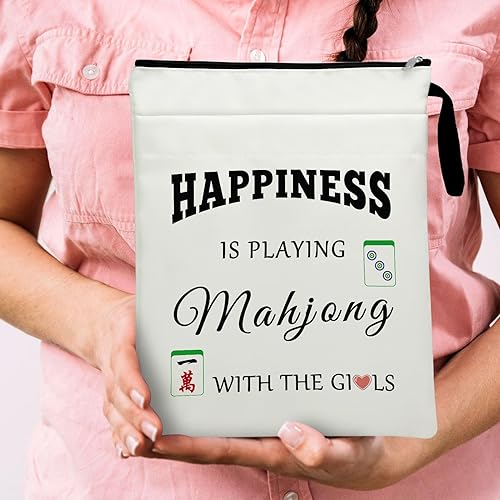 Miniatura 6 de Mahjong Lover Gift Book Sleeve Bookish Book Cover Gifts for Mahjong Players Mahjong Themed Birthday Gifts for Grandma Sister Book Protector Pouch