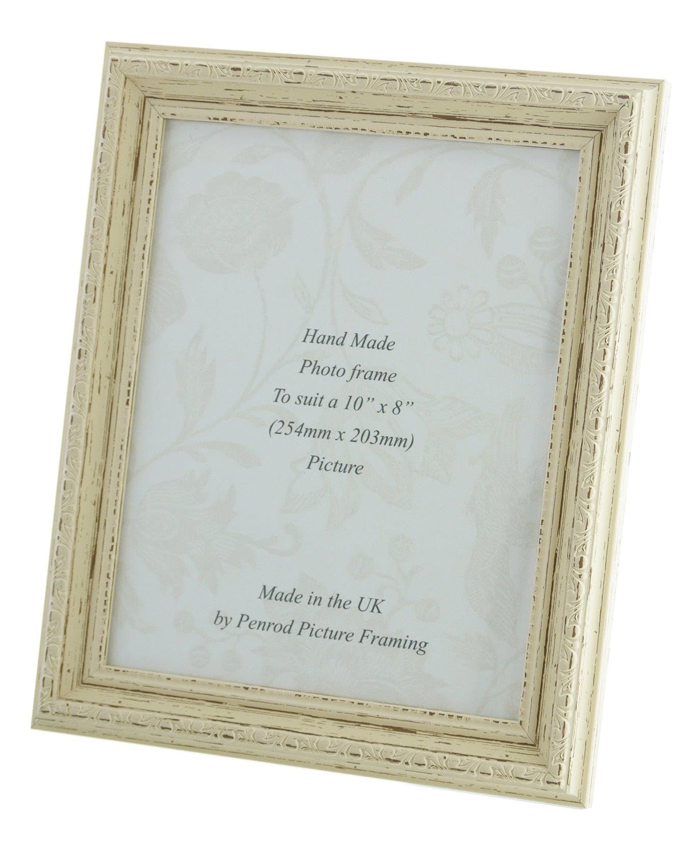 Penrod Picture Framing Versailles Hand Made Distressed Cream Shabby Chic Ornate Vintage 10 x 8 inch Photo Frame (254 mm x 203 mm). 2mm real glass glazing.