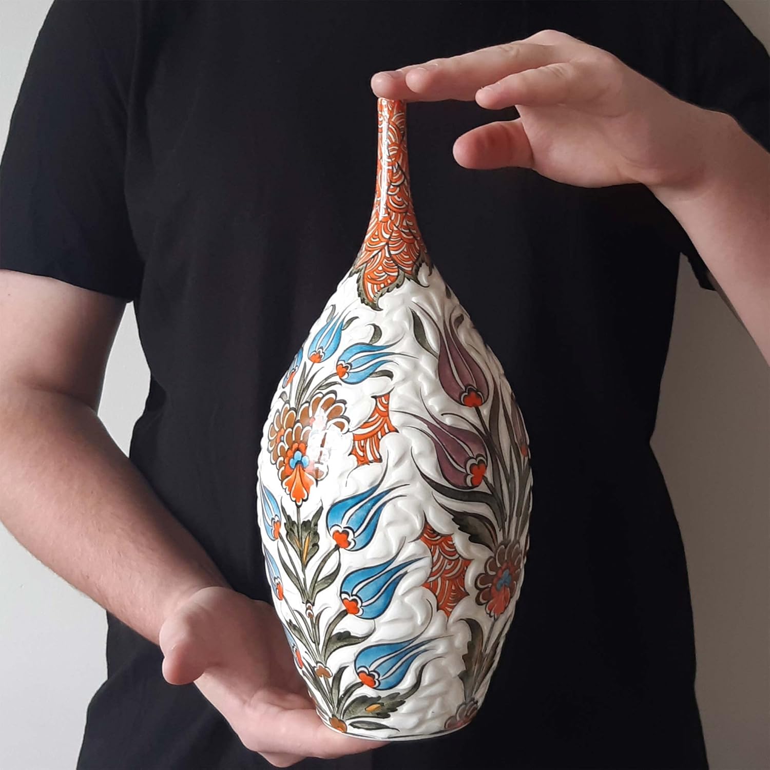 Handmade Ceramic Teardrop Vase, 12 inches