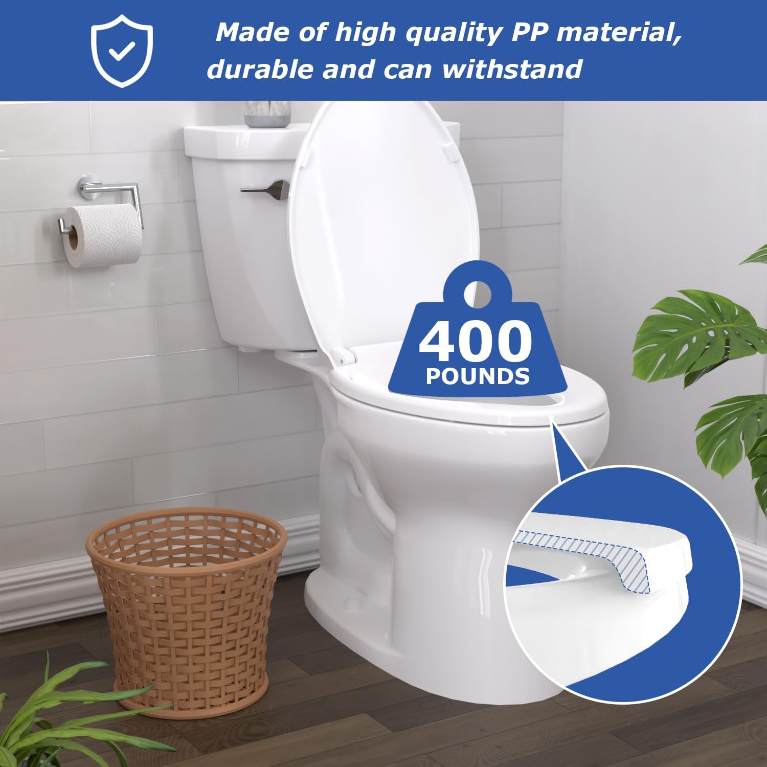 Elongated Toilet Seat, Soft-Slow Close, Oval(Oblong) Toilet Seat For Elongated Toilets, Quiet-Close Lid And Seat, Easy To Install And Clean, Never Loosen, White(18.5)