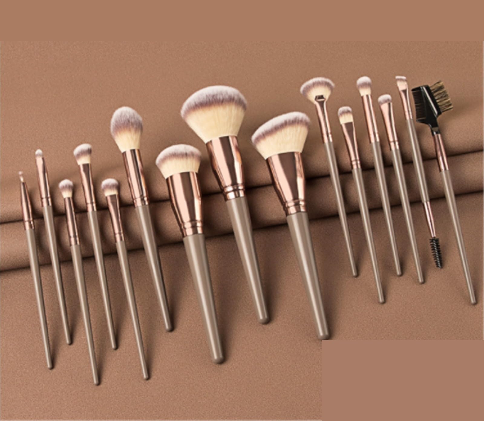 Pinsel Werkzeuge Make-up-Pinsel-Set, 15-teilig, Make-up-Pinsel, Rouge, Lidschatten, Mischpinsel-Set Gesichtsbemalung(Khaki)
