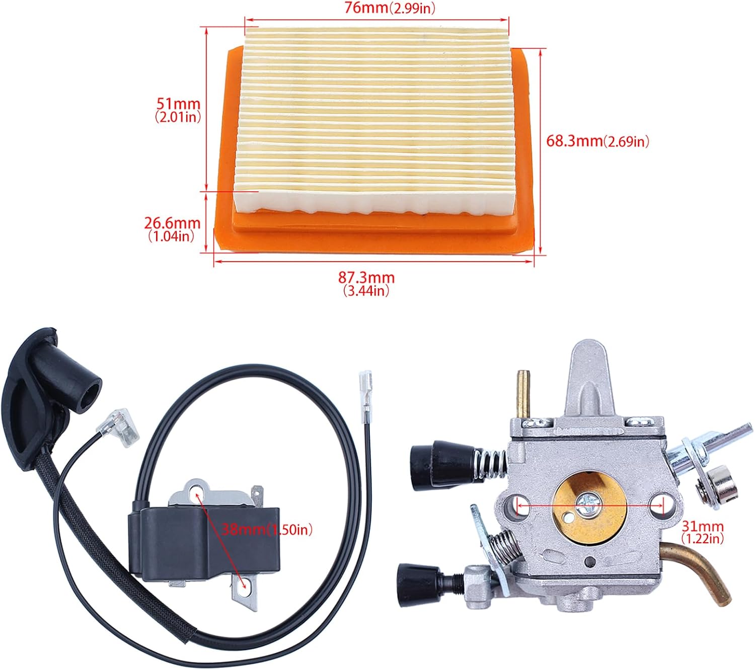 Carburetor Ignition Coil Air Filter Tune Up Kit For Stihl Fs120 Fs200 Fs250 Trimmer Brush Cutters 41341200653, 4134 120 0603, 4134 400 1301, 4134 141 0300, 4130 350 6200
