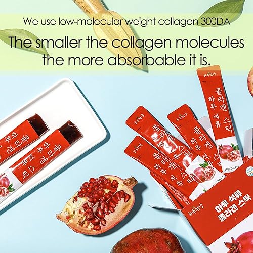 Miniatura 5 de Palitos de gelatina de colágeno de granada 0.7oz 0.71 oz × 30 palillos de colágeno de pescado saludable