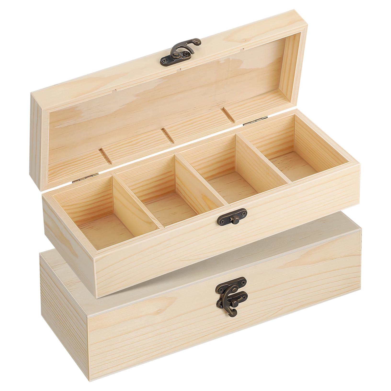 Boîte à Souvenirs en Bois Beige Rustique 2 Pcs pour Projets DIY