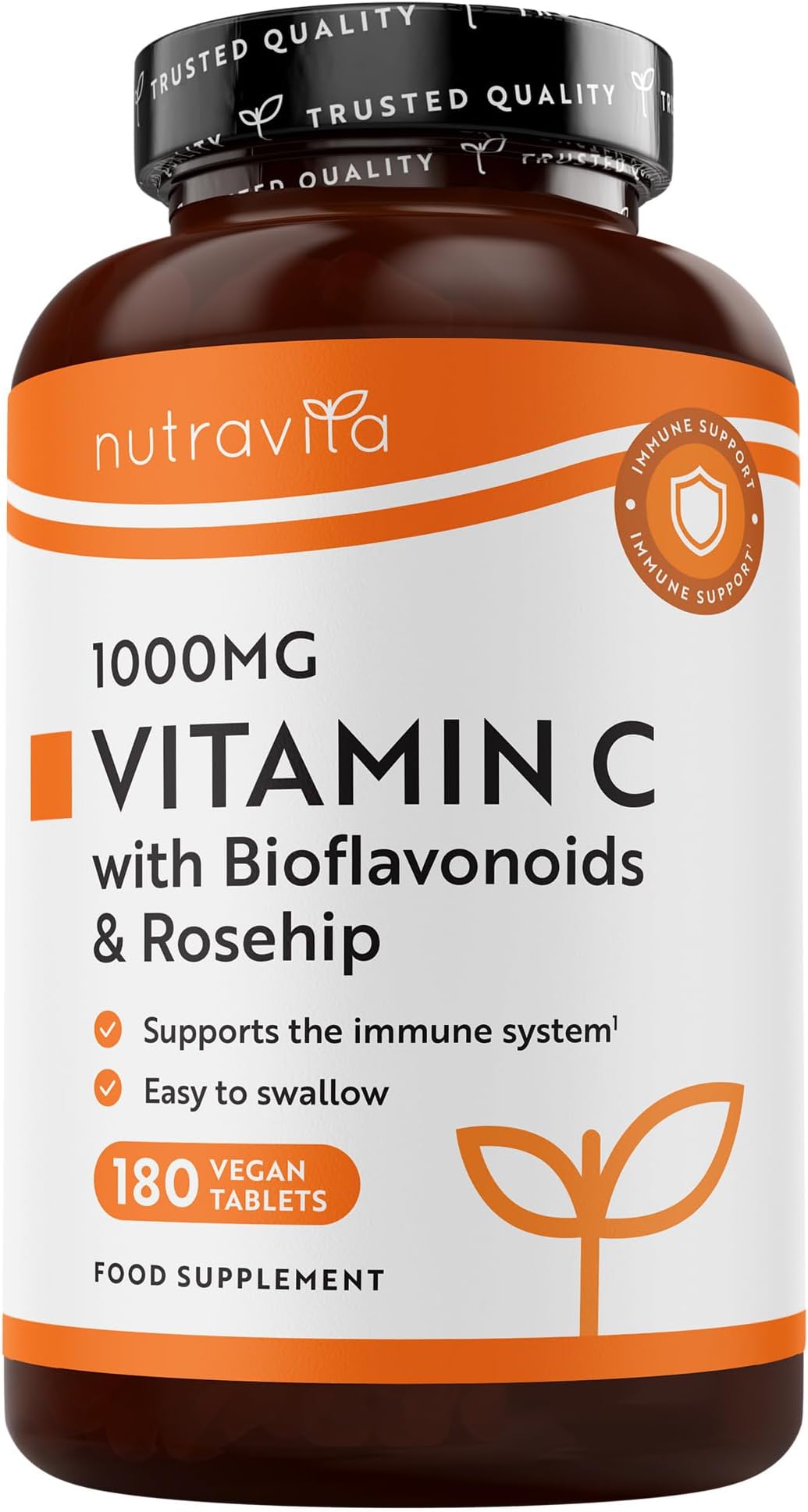 Vitamin C With Bioflavonoid & Rosehip 185 Vegetarian Tablets Made In The Uk