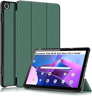 XunyLyee Case for Lenovo Tab M10 3rd Gen 10.1", Auto Sleep/Wake Stand Tablet Cover Folio Case Fit for Lenovo Tab M10 3rd Gen TB-328F / TB-328X - Dark Green