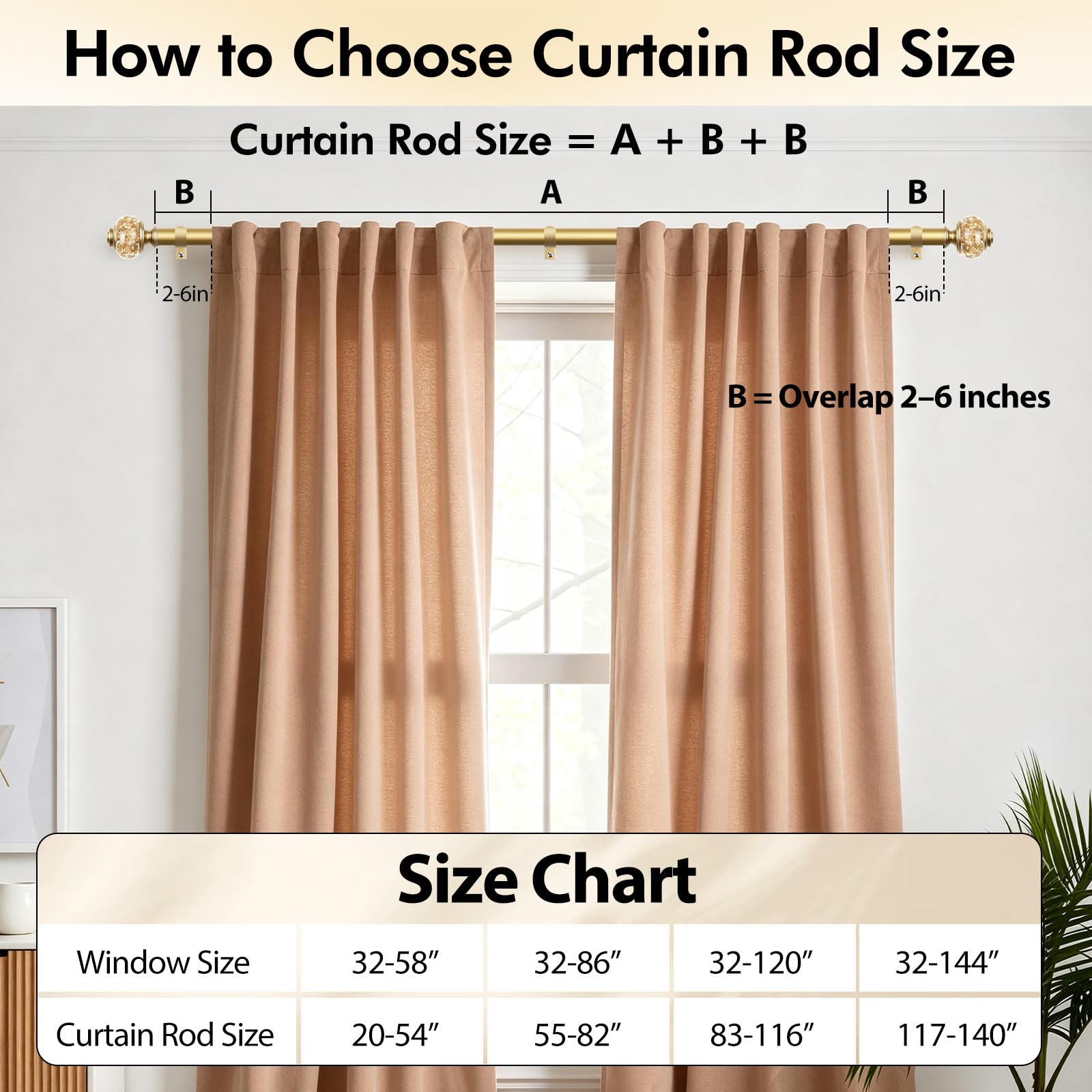 Luxury Gold Curtain Rod - 32-86 Inch, FREE SHIPPING -7 Luxury Gold Curtain Rod - 32-86 Inch, FREE SHIPPING -7
