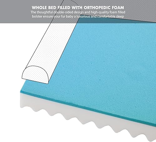 Miniatura 5 de Friends Forever Cama ortopédica para perro, cama acolchada para perro con sofá de espuma viscoelástica y funda extraíble lavable, color caqui