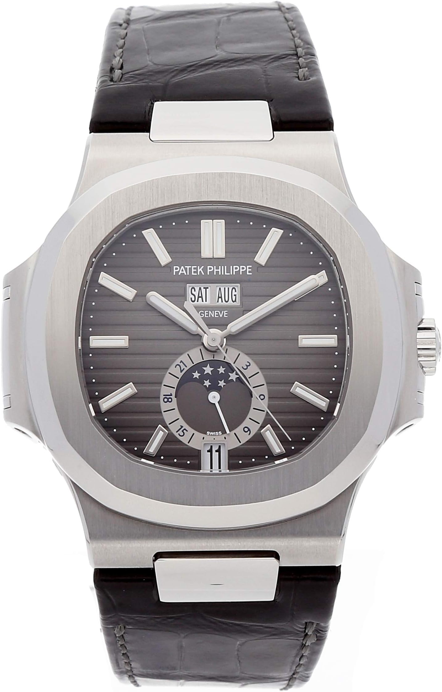 Patek Philippe Nautilus Automatic GMT Moonphase Black Dial Stainless Steel Mens Watch 5726A-001