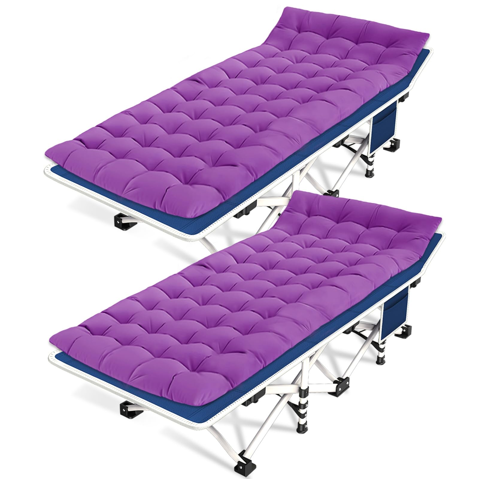 NESDCC 2 Pack Camping Cot with Mattress Comfortable Cots for Sleeping with Carry Bag Camping Bed Heavy Duty Folding Cot for Adults Kids Guest Bed Home