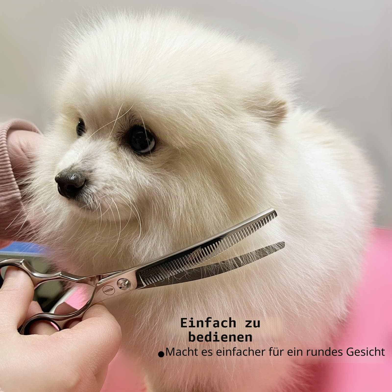HASHIMOTO Gebogene Effilierschere für Hunde und Katzen, 50 Zähne, 17,8 cm, 30 % Effilierrate, leicht, für professionelle Tierfriseure und die Fellpflege zu Hause