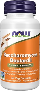 NOW Supplements, Saccharomyces Boulardii, 5 Bil CFU Probiotic, 60 Veg Caps