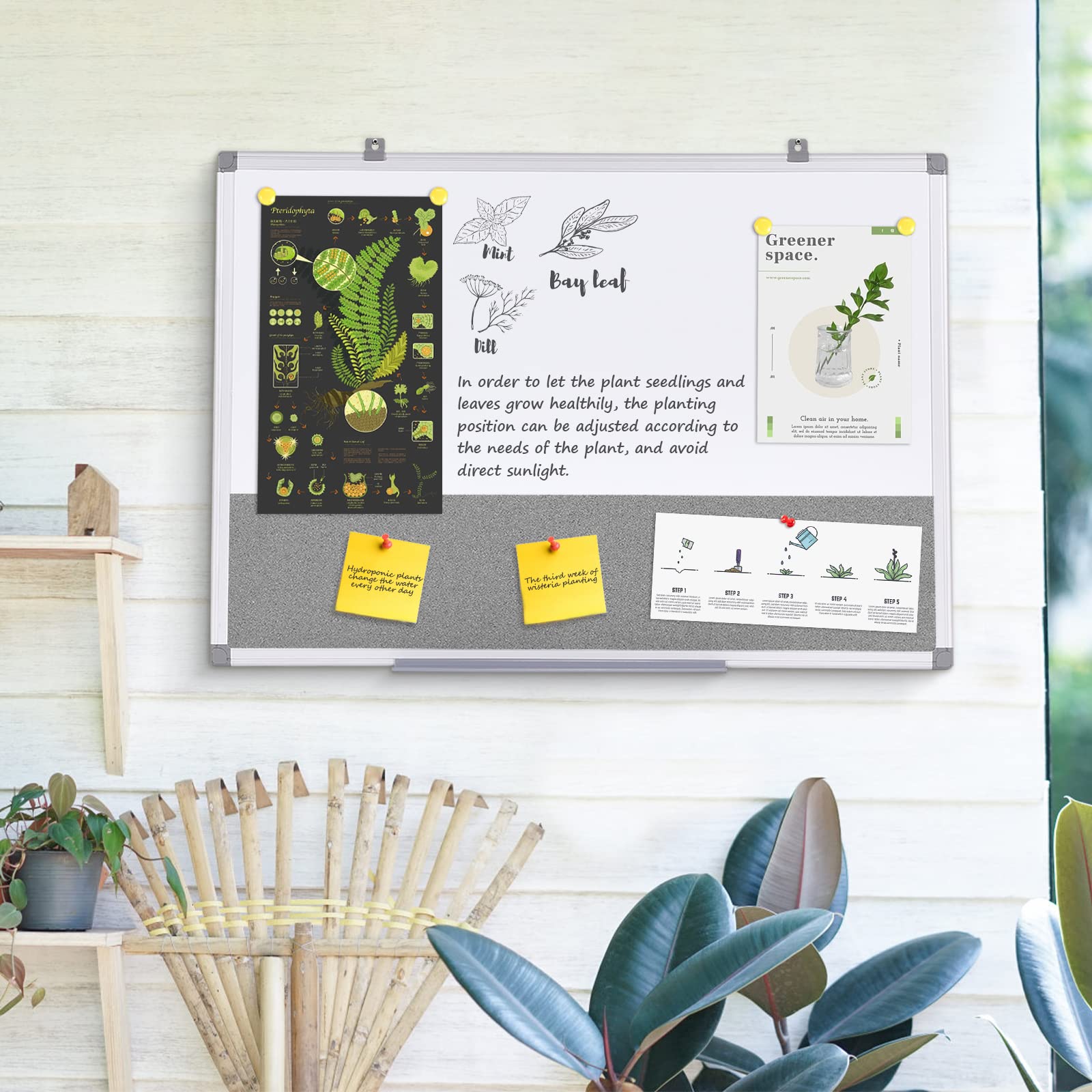 Combo Dry Erase Fabric Bulletin Board Wall Mount Notoice Pins Board Vision Board for Home School