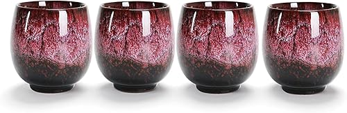 Lxuwbd Jianzhan - Juego de té de cerámica, juego de té Kung Fu, taza de café, juego de yerba mate, juego de 4 tazas de cerámica mate (4 colores)