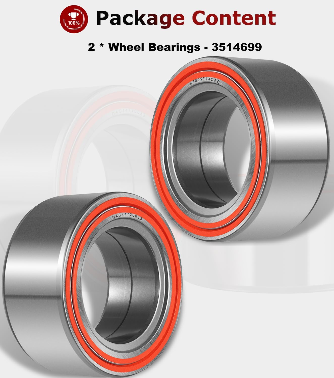 2 PCS 3514699 Wheel Bearing for Polaris UTV RZR 800 / RZR 1000 / General 1000 / Ranger XP 900 / Ranger XP 1000 and More (44x72x33.1)