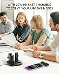 4 Packs of Portable Charger, 20W Fast Charging Mini Power Banks with Charging Station Dock, Compact Battery Pack Set for Home, Café, Office, Hotel, Compatible with iPhone 14/13/12.