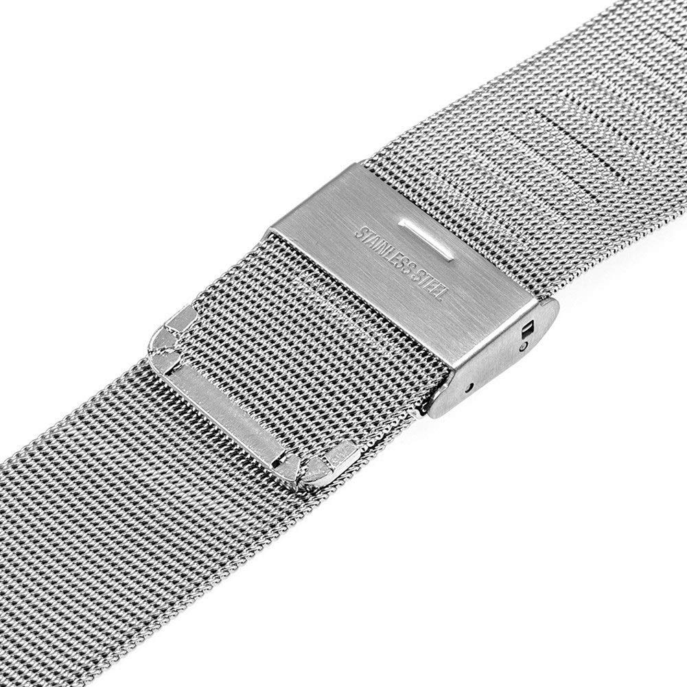 Sangle de Montre Universal Watch Band 16 mm 18 mm 20 mm 22 mm 24 mm Mesh Band en Acier Inoxydable Bracelet Bracelet Black Rose Gold Silver