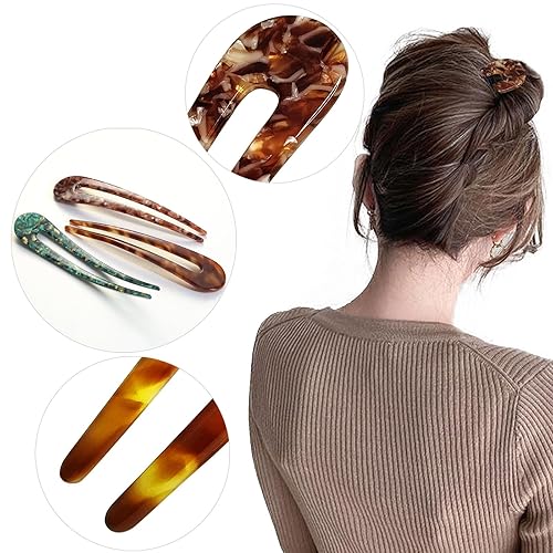 Miniatura 5 de Horquillas de pelo francesas en forma de U, tenedores para el cabello de 2 puntas, pinzas para moño, accesorios para el cabello de mujer, 3 piezas