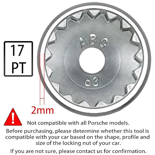 Vista 31 de ABC-67 21Pt Outer Ring 2mm Wheel Locking Nut Key for Porsche VW Toureg Panamera/Cayenne/Macan/Cayman/SUV, Nut Socket Adapter, Anti-Theft Lug Nut
