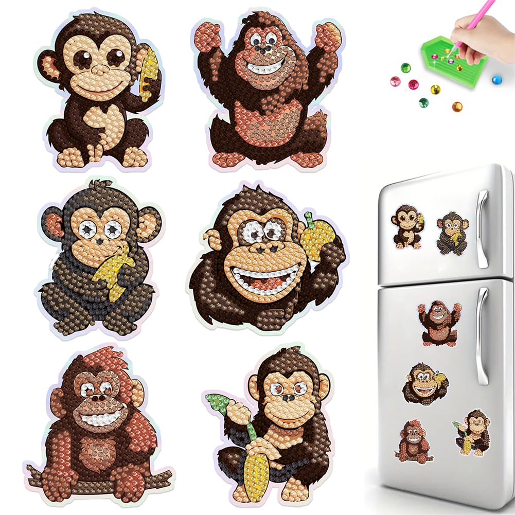 Fiorky 6 Pcs Diamond Painting Magnets Spring Diamond Art Magnet Animal Diamond Art Fridge Magnet Diamond Painting Refrigerator Magnet Diamond Painting Stickers for Adults DIY Home Decors
