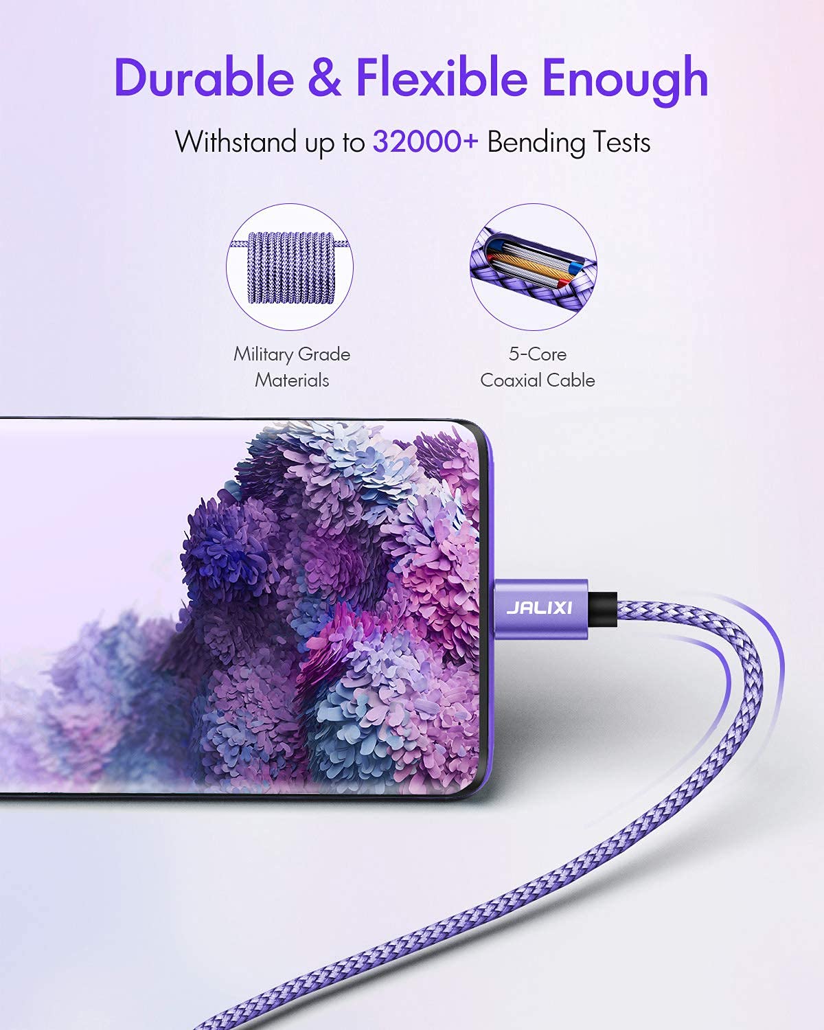 Buy 1 get 1 Purple USB C to USB C Cable [ 20ft ], JALIXI Extra Long USB Type C 2.0 to Type C Cable Fast Charging PD Charger Cord Compatible with Samsung Galaxy S21 S20 Ultra, Note 20, Switch, Pixel & USB-C Device